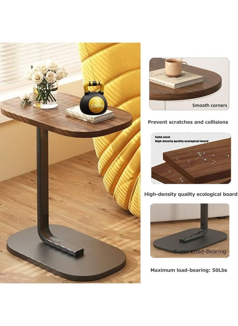 Modern Side Coffee Table Compact Living Room Accent Furniture Wooden Top Metal Stand Sofa Bedside Snack Laptop Holder Minimal Design Space Saving Home Decor Use - Image 2